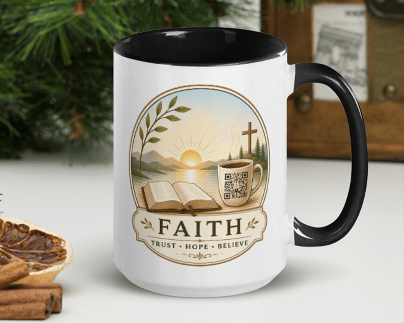 Faithful Olive mug front